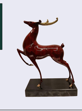 铜梅花鹿摆件一路高升乔迁礼