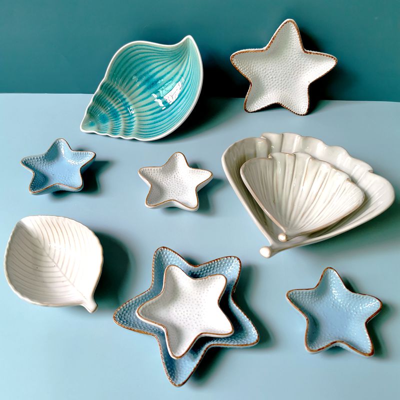 海洋陶瓷餐具日式早餐盘子可爱儿童碗创意宝宝餐盘家用烤盘星星碟