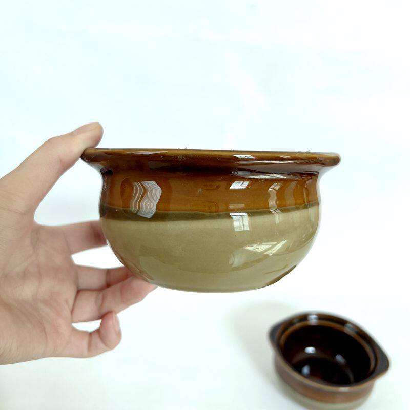 纯色陶瓷蒸饭碗钵仔碗商用蒸菜蒸饭蒸碗双耳汤锅带盖隔水炖盅瓦罐