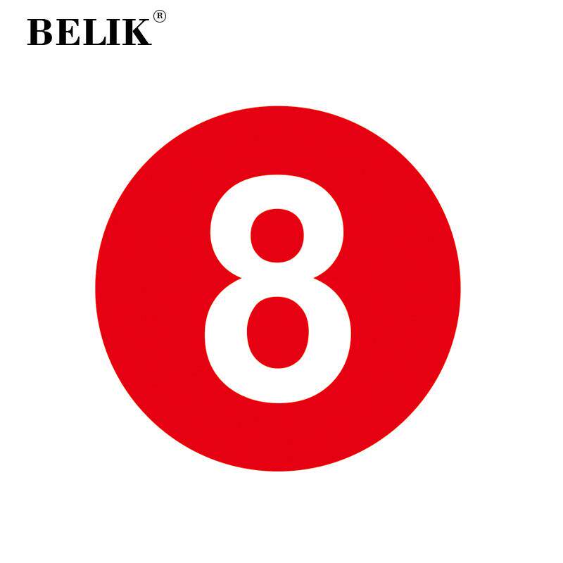 BELIK红色圆形数字贴纸号码贴10张15*15CM斜纹防水防滑贴自带背胶