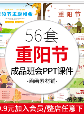 a622重阳节主题班会PPT模板敬老爱老关爱老人成品课件ppt