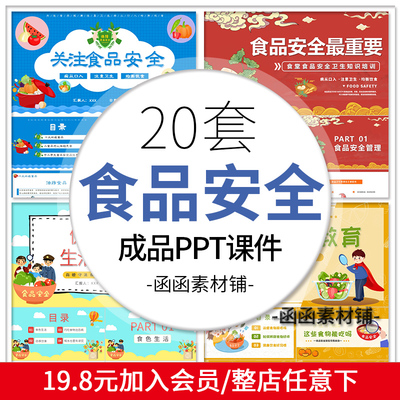 食堂食品安全ppt成品企业学校预防食品安全事故知识教育培训模板