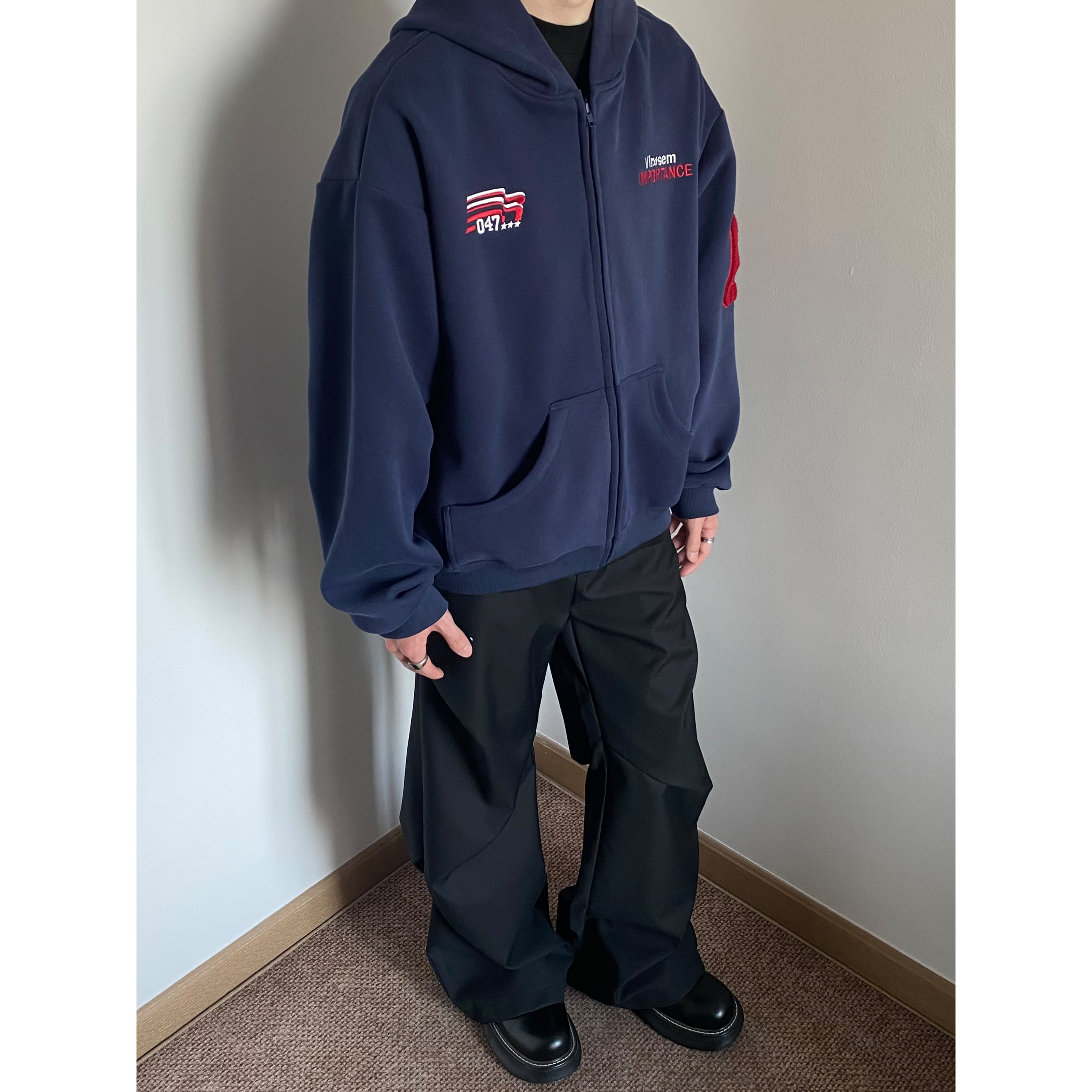 UNLG美式复古运动刺绣vibe连帽