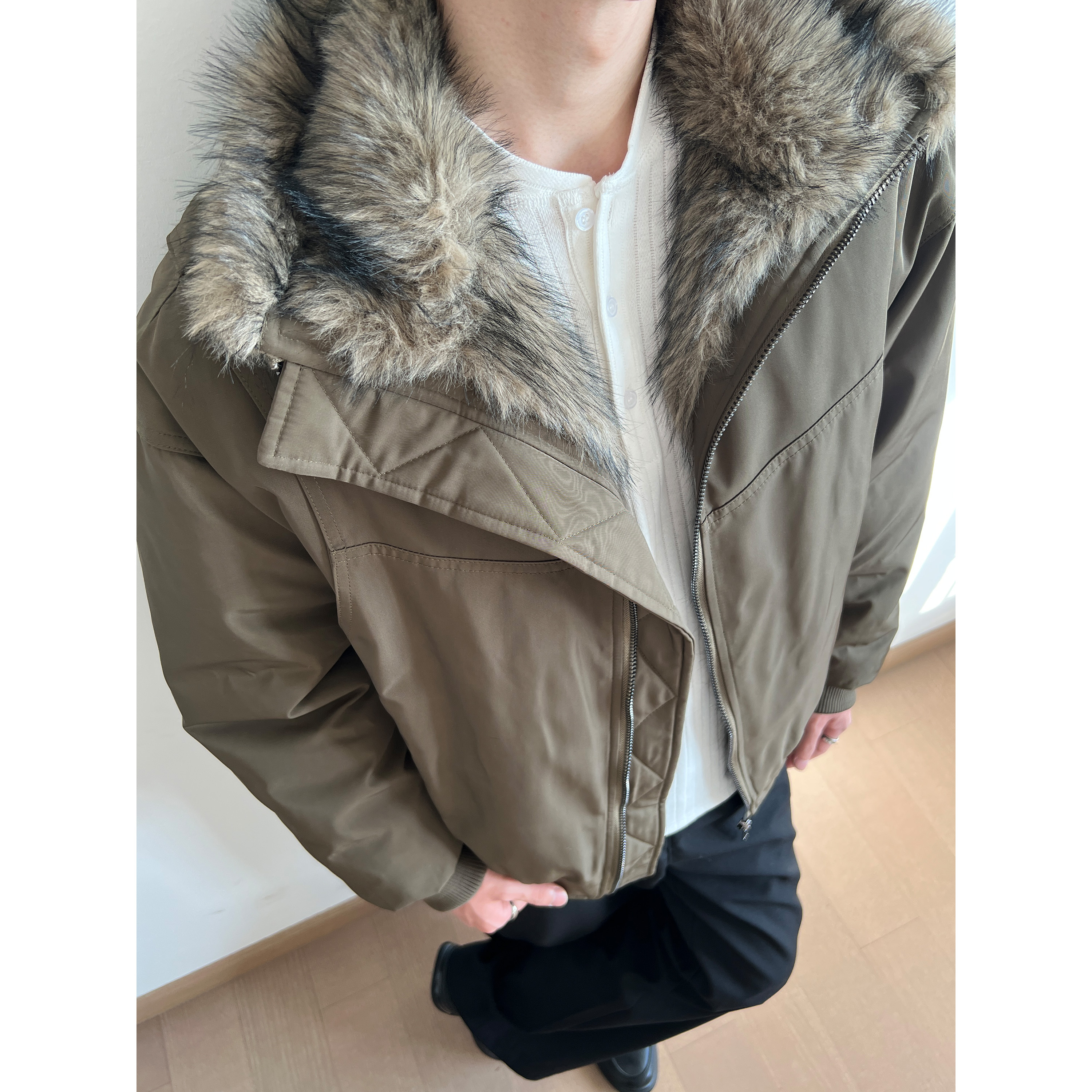 美式复古解构座山雕立领夹克男