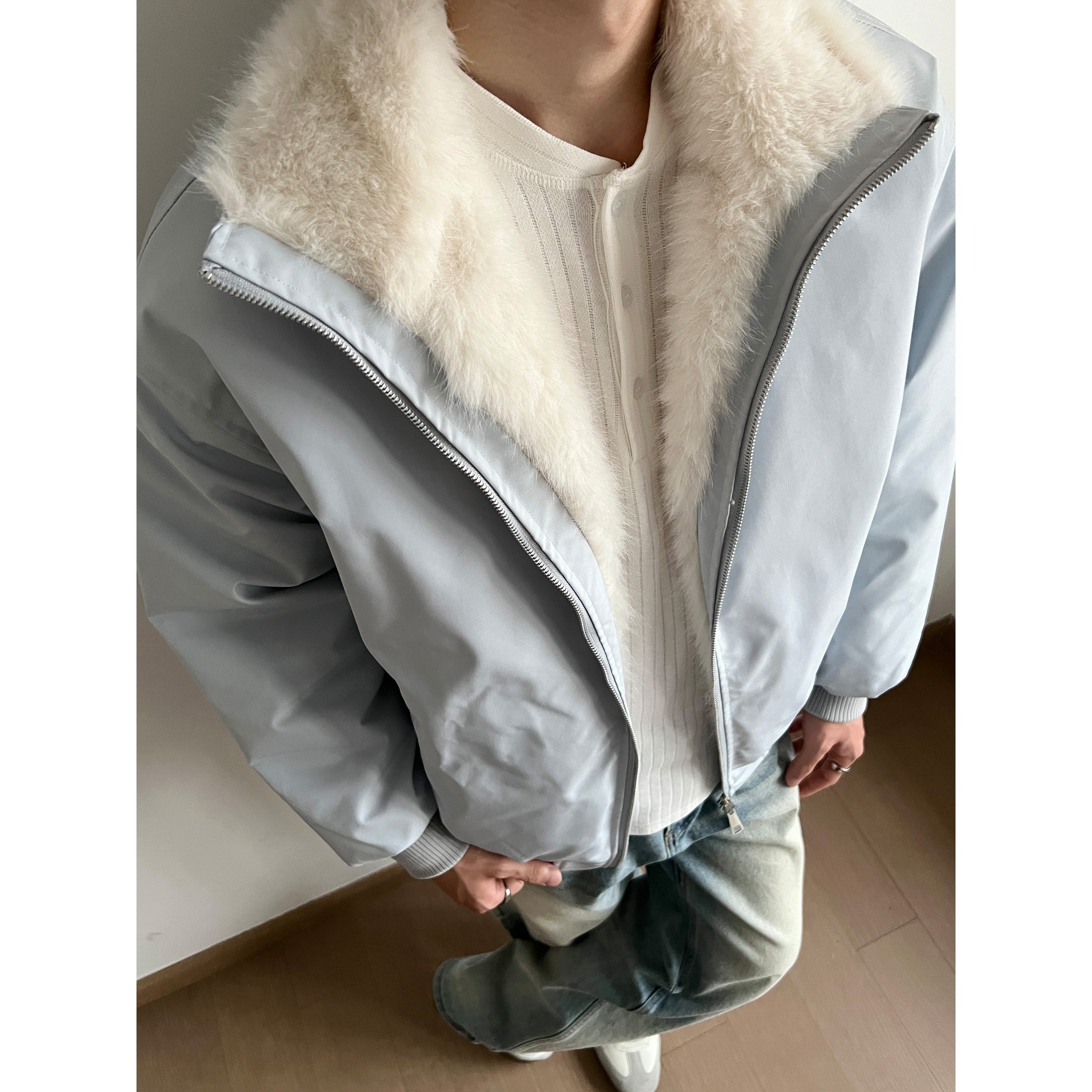 美式复古立领座山雕外套棉服男