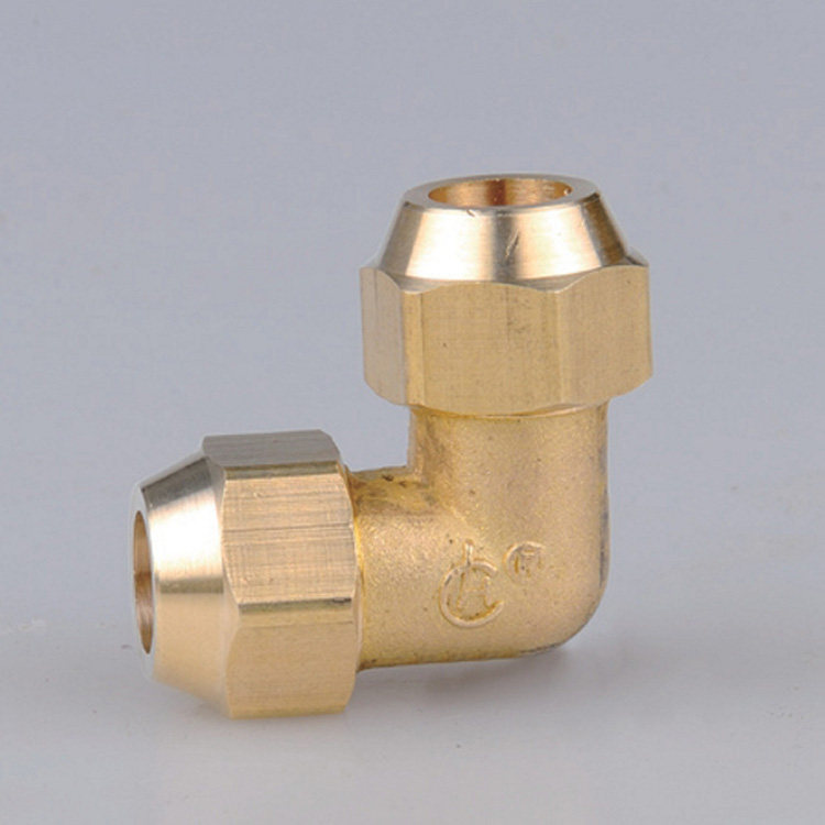 铜双头扩口弯头铜管油管喇叭口接头6mm8mm10mm12mm空调制冷铜配件