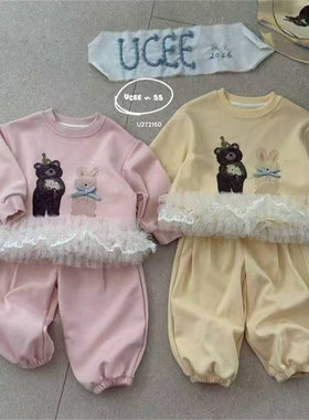 釉兮·26春～纱纱下摆小熊卫衣两件套272150