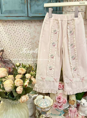 FLL·26春~刺绣草莓九分裤54019