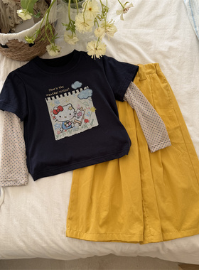泡塔·26春~卡通印花假两件T恤86710