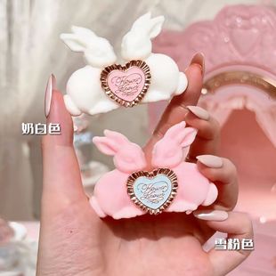 花知晓邦尼花园发夹顶夹发卡头饰奶白色雪粉色边夹兔子可爱发饰