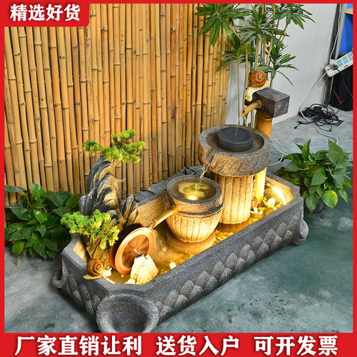 假山流水喷泉阳台公司户外落地鱼池花园庭院鱼缸循环水Z景装饰摆