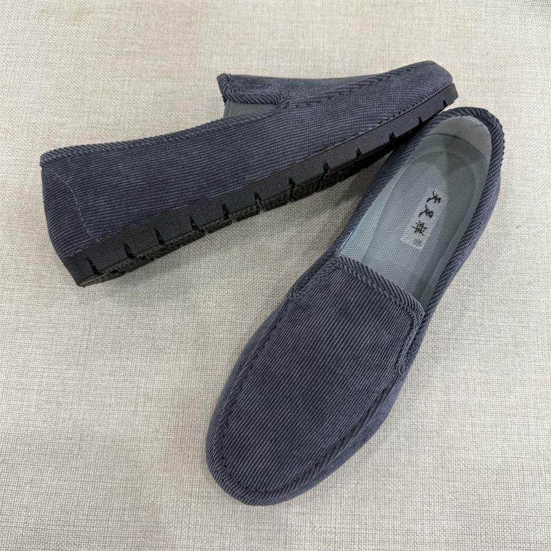 老北京春秋透气平跟软底低帮时尚豆豆休闲灯芯绒工作男士黑灰布鞋,流行男鞋,布鞋,淘宝优惠券,粉丝福利购,淘宝优惠卷