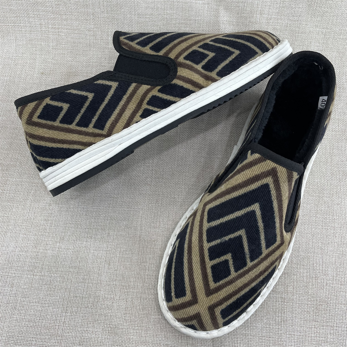 老北京黄格子手工千层底布鞋