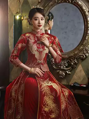 Xiuhe clothing bride 2021 New Chinese wedding dress wedding dress show kimono Chinese style toast clothing thin grass clothing