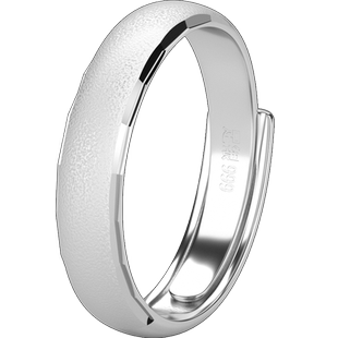 999足银开口戒指男士纯银简约磨砂白银指环日韩潮男拒绝过敏饰品