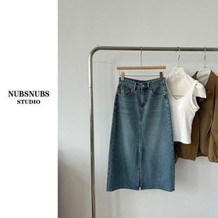 3.12大林自制 75棉 无弹 牛仔开叉半身裙 牛仔裙