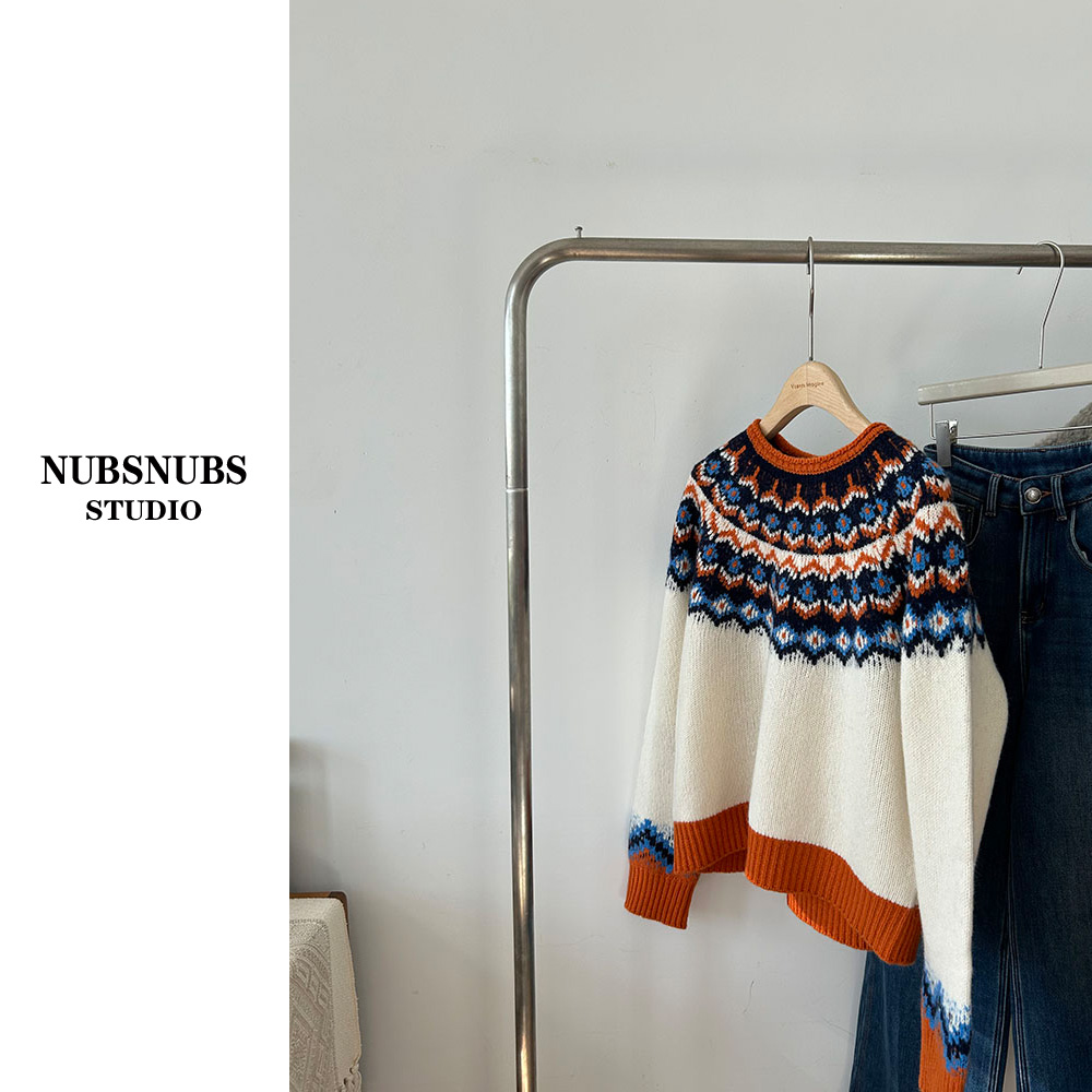 12.6大林自制 “费尔岛”不可机洗 绵羊毛圆领套头保暖毛衣针织衫