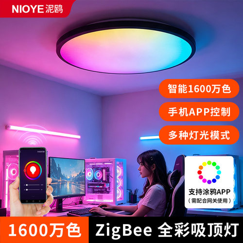 涂鸦智能电竞房全彩吸顶灯氛围灯