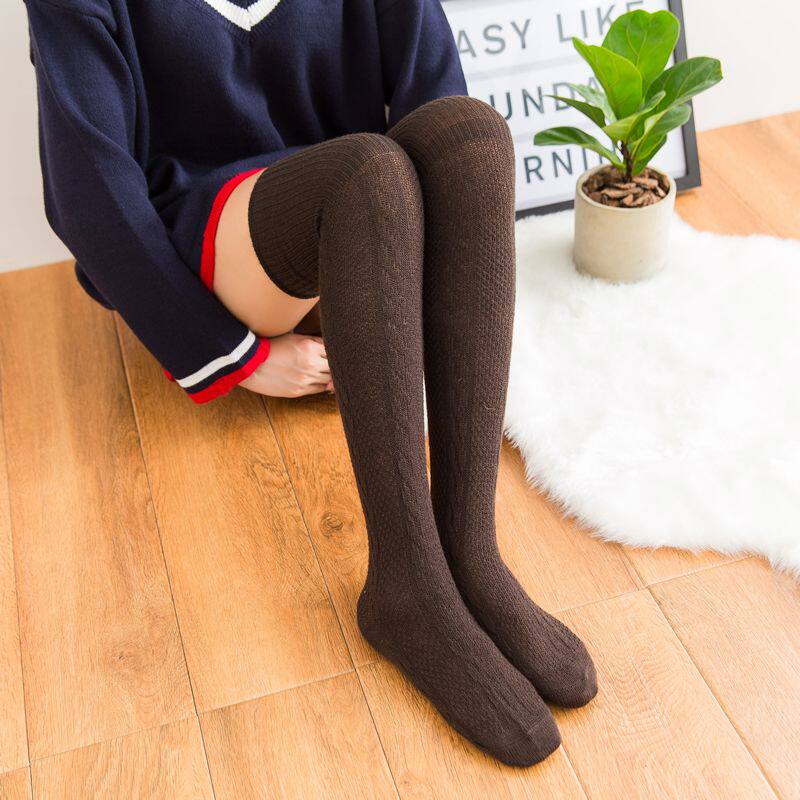 가을 겨울 두꺼운 무릎 위 스타킹 모직 따뜻한 양말 여성 양말 높은 양말 허벅지 양말 스타킹