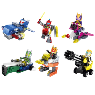 维思铠甲勇士积木拼装玩具益智小颗粒凯能猎铠超时空铁甲战队盲盒