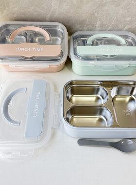 304不锈钢饭盒3格便携式便当盒保温加热午餐盒跨境餐具盒Lunchbox