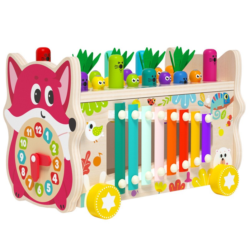 木质狐狸打地鼠玩具男女孩敲琴益智力婴儿童敲琴八音音乐启蒙cpc9