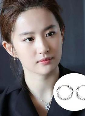 极简风素 S925不用女轻奢喜城ACITY乌斯耳圈麻花莫比乌斯耳扣耳圈