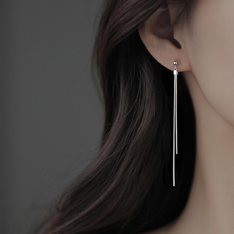 S925纯银长款流苏耳线