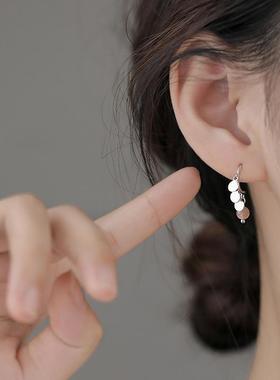 新中式草莓晶耳坠ins圆片耳钉轻奢高级简约日系网红圆珠流苏耳环