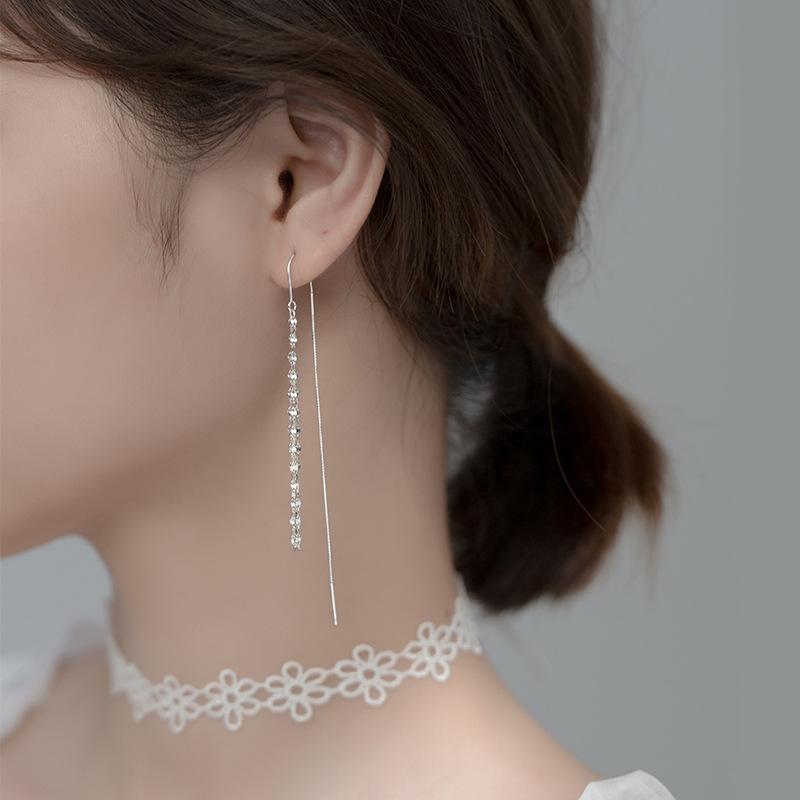 999足银流苏气质耳线小众