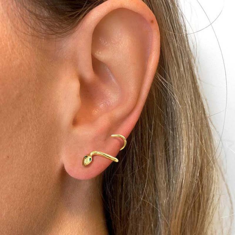 欧美ins小众设计蛇形耳钉