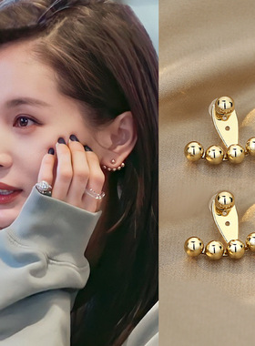 王子文同款耳钉2023年新款潮珠珠两戴耳环小众设计感气质网红耳饰