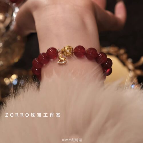 天然红玛瑙手链女中国红