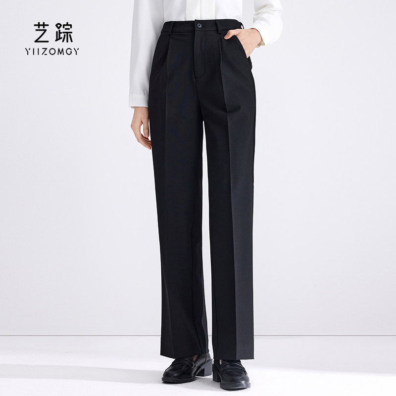 黑色直筒西装裤正装女面试通勤职业长裤职场显瘦垂感阔腿裤子