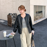 【现货主推】新款圆领短款外套女韩版百搭宽松上衣8512-P165-K248，女装皮衣，浙宝106