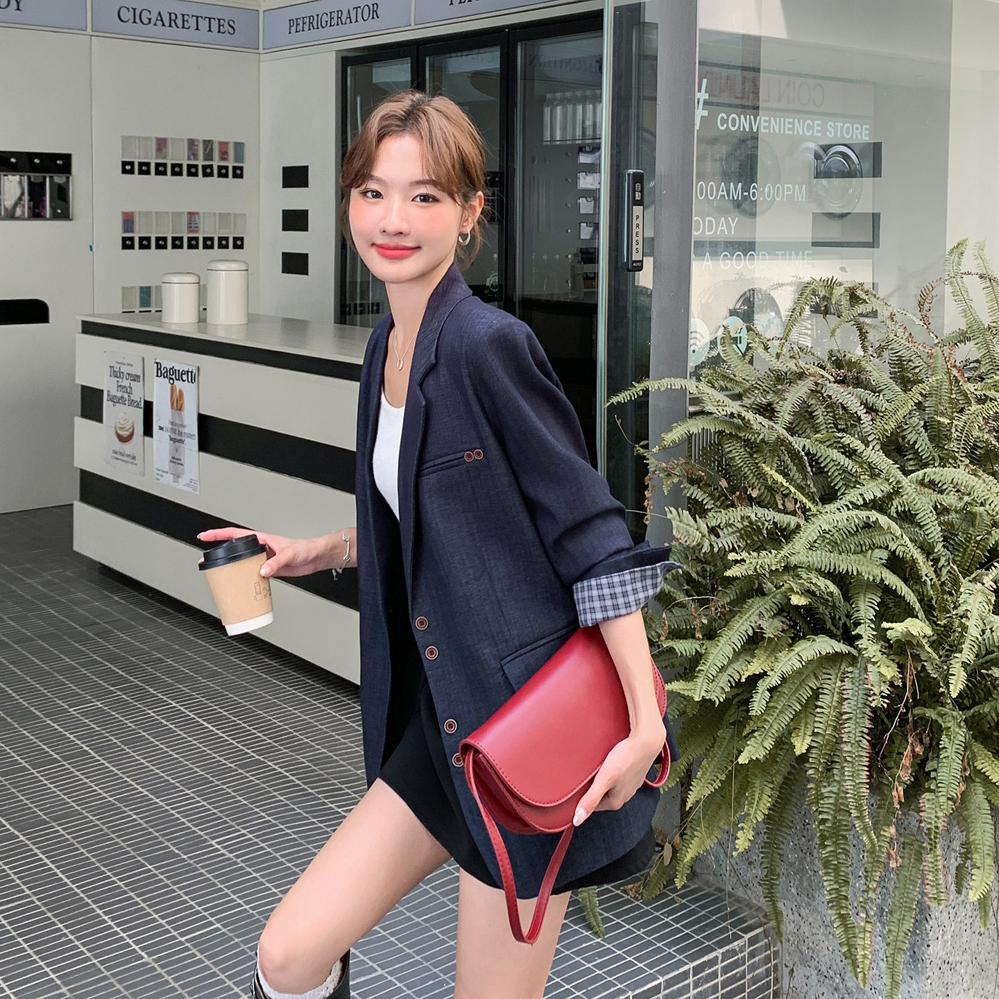 蓝色西装外套女2025秋季新款韩版通勤风高级感气质百搭西服上衣,女装西装,浙宝106