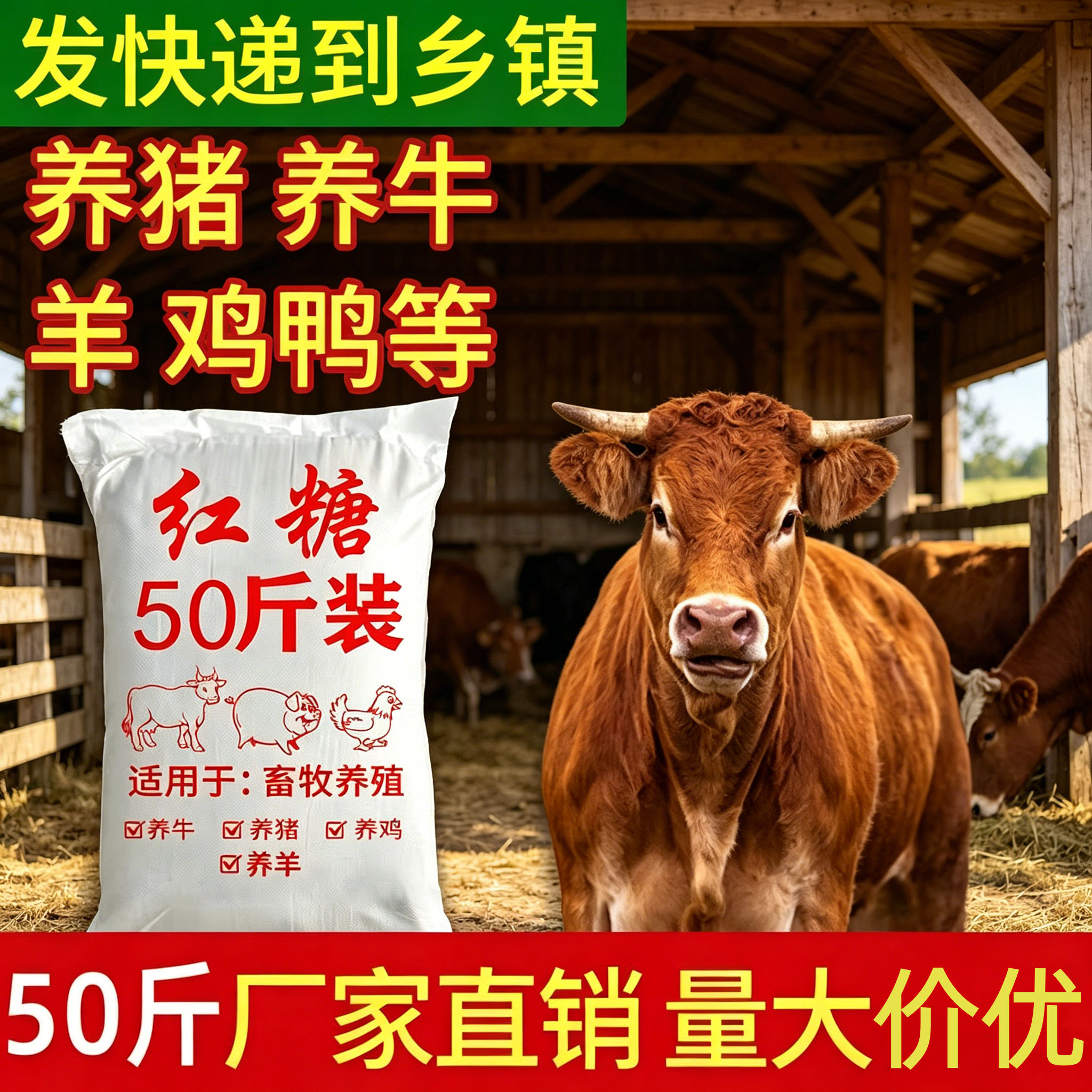 红糖兽用畜牧红糖猪牛羊鸡鸭鹅用红糖批发养殖红糖水产动物用50斤