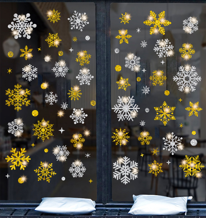 圣诞节雪花贴纸店铺橱窗玻璃门窗装饰贴画自粘静电元旦幼儿园墙贴图片