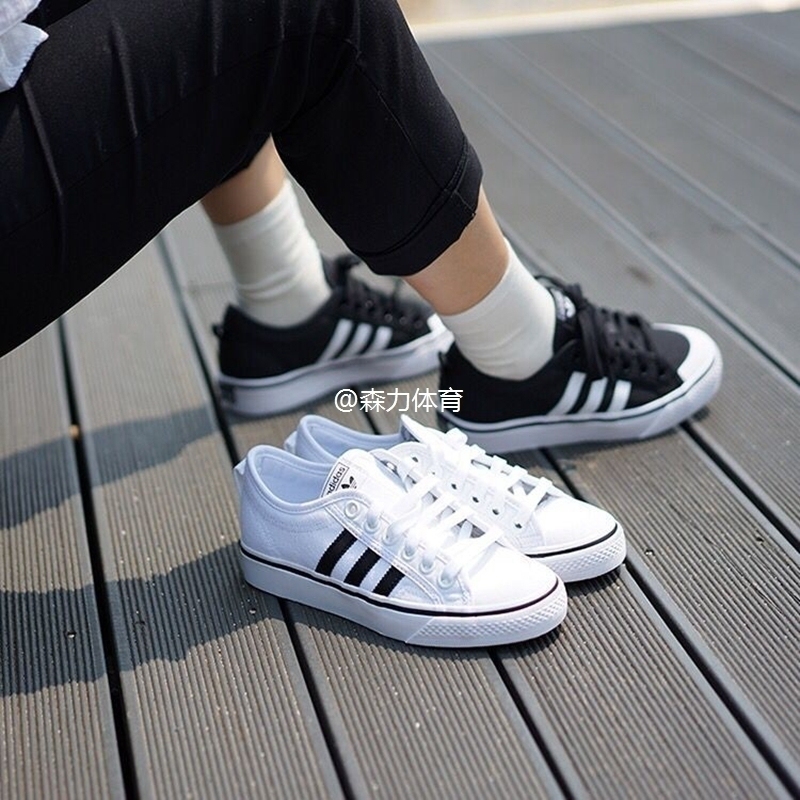 Adidas三叶草板鞋NIZZA小白鞋滑板鞋黑白帆布鞋男女板鞋CQ2333-封面