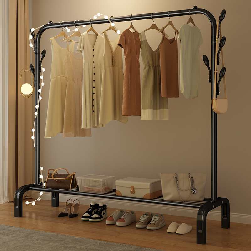 晾衣架落地折叠家用晒衣架阳台卧室挂衣架子室内简易单杆式衣帽架