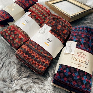 SOMES复古花纹羊毛/美棉高端连裤袜带脚型女秋冬保暖打底踩袜新品