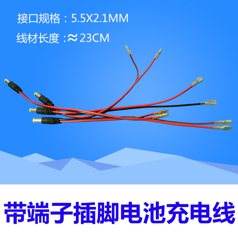 电子秤电池充电连接线5.5x2.1mm接口带插脚端子胶壳公头吊磅地磅