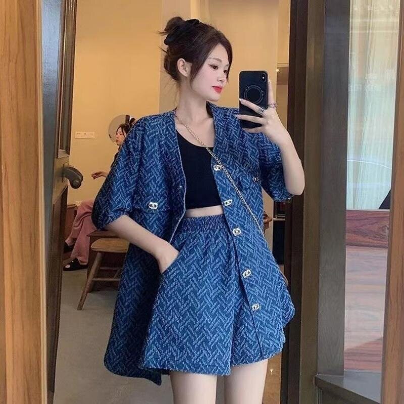 大码女装2026夏季新款胖mm时尚气质休闲套装女藏肉显瘦宽松两件套