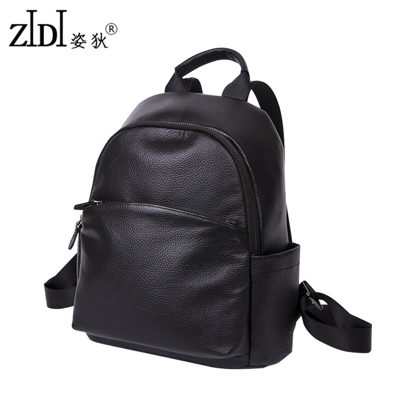 姿狄头层牛皮双肩包女2025新款韩版真皮简约防盗大容量软皮小背包