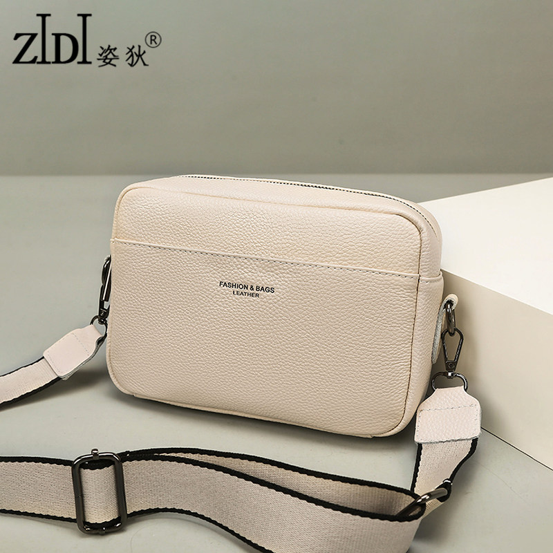 真皮斜挎包女小包2026新款时尚宽带单肩包软皮中年女士小方包牛皮