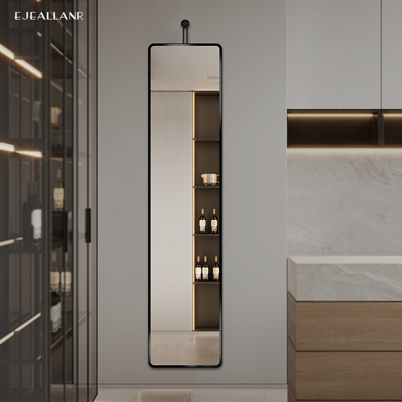 黑框超窄挂钩玄关全身穿衣镜挂墙