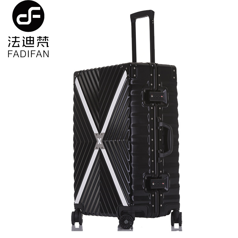 法迪梵拉杆箱铝框男24寸时尚斜纹潮流20行李箱万向轮女旅行箱子男