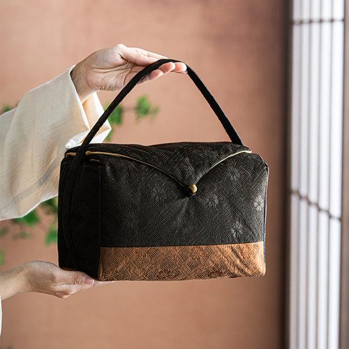 香云纱茶事包大容量茶具收纳包