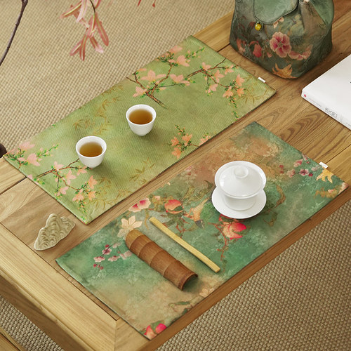 新中式禅意缎面茶席茶桌干泡垫