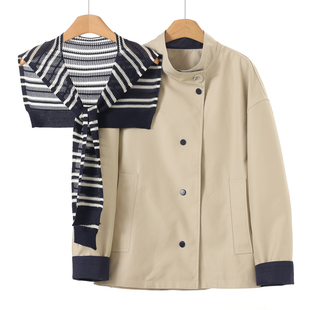 春装 当季 日韩休闲风立领披肩含棉天丝外套602 卓 50%莱赛尔